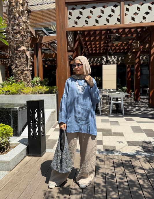 Light Blue Glittery Shirt