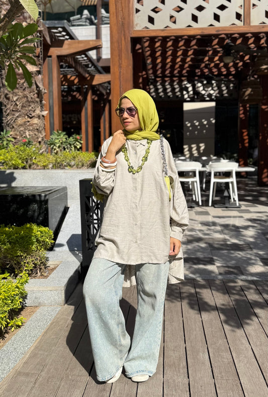 Dark Beige Shirt high & Low