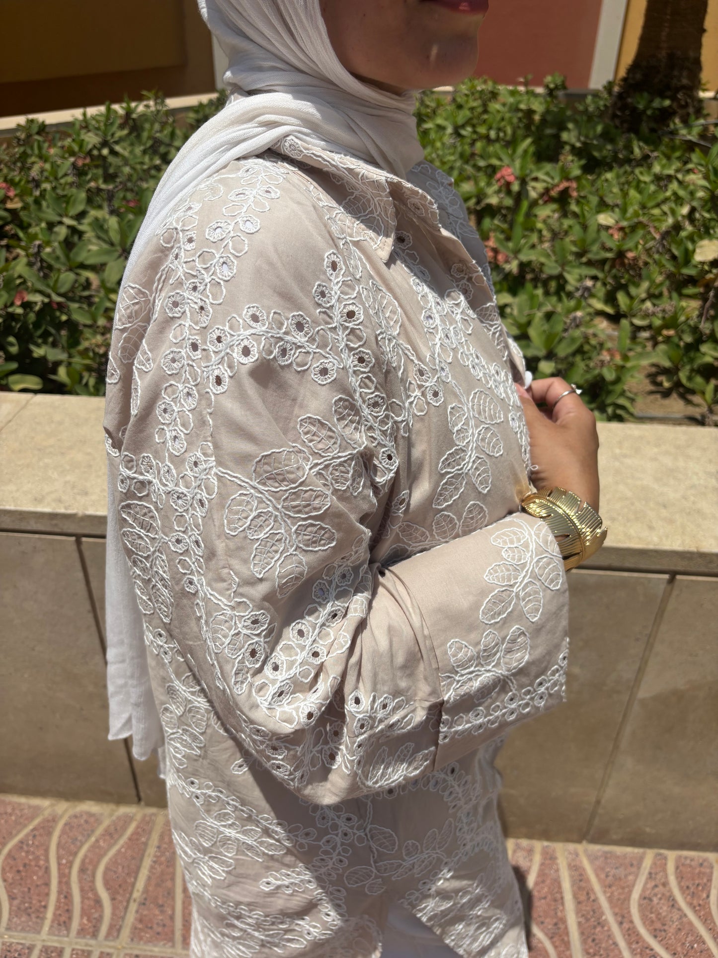 Beige Embroidery Shirt