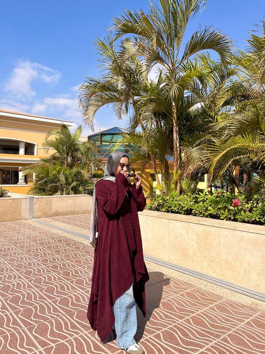 Burgundy High Low Cardigan