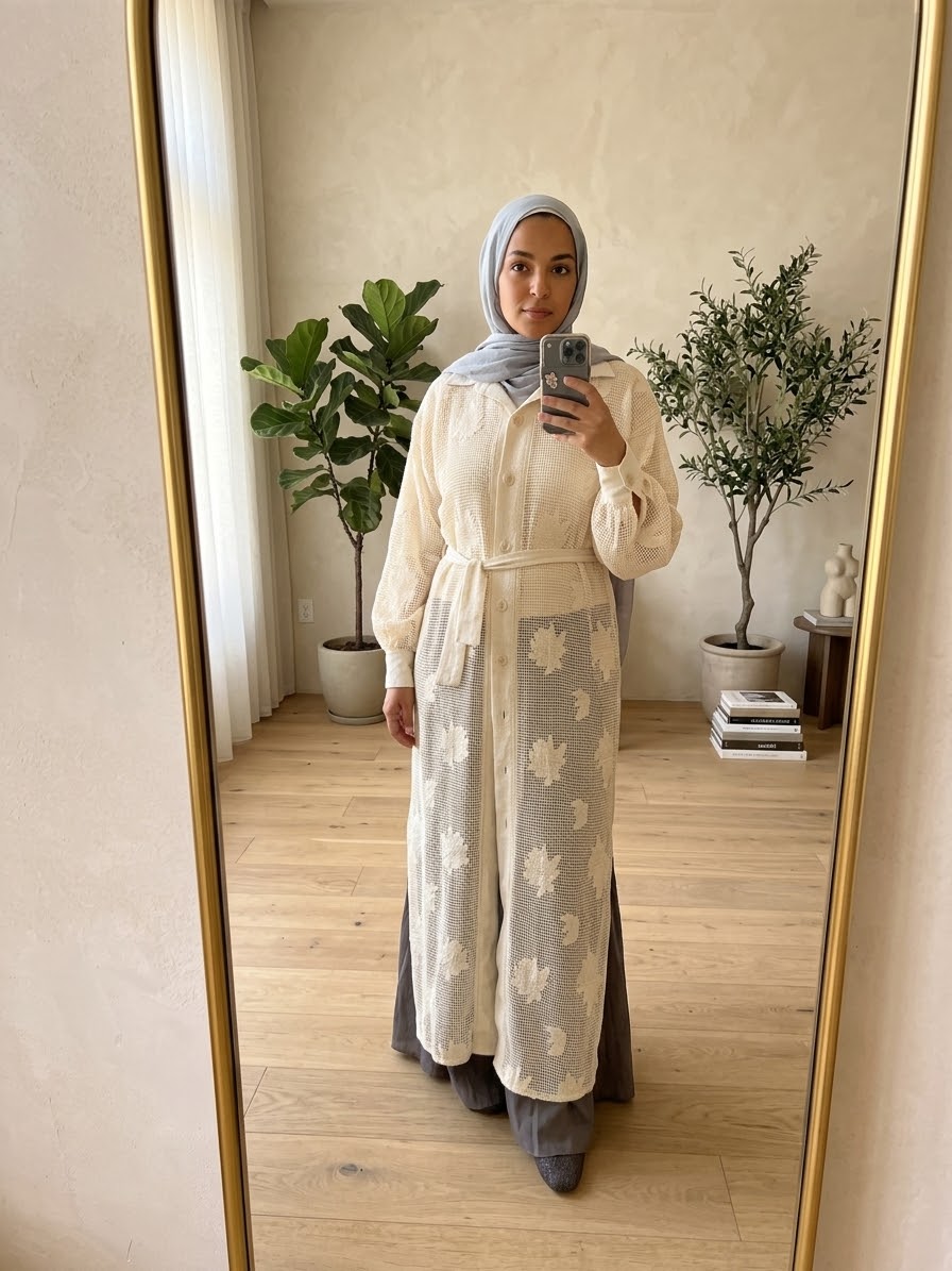 Beige Long Korsha Dress