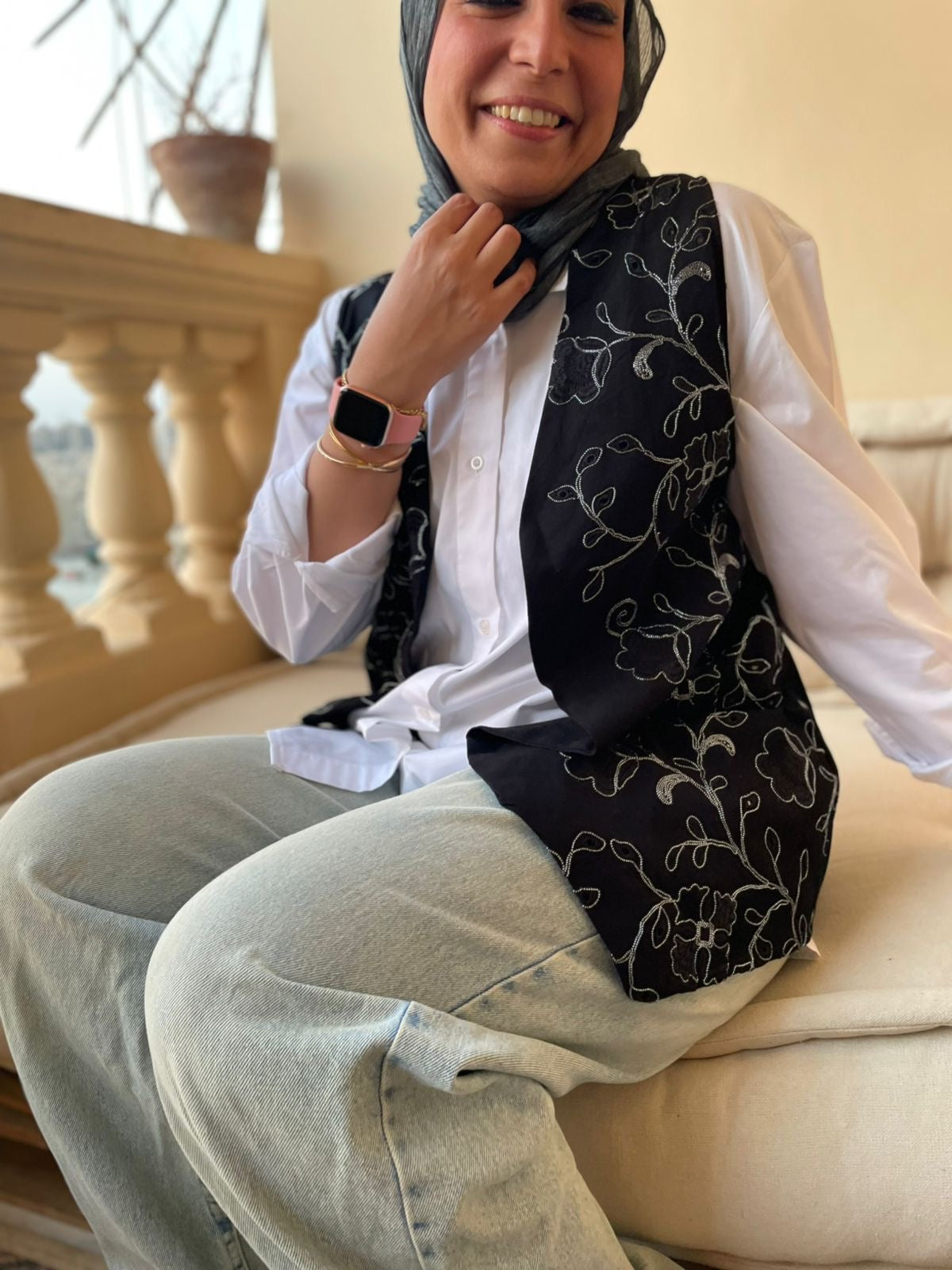 Embroidery Black Vest