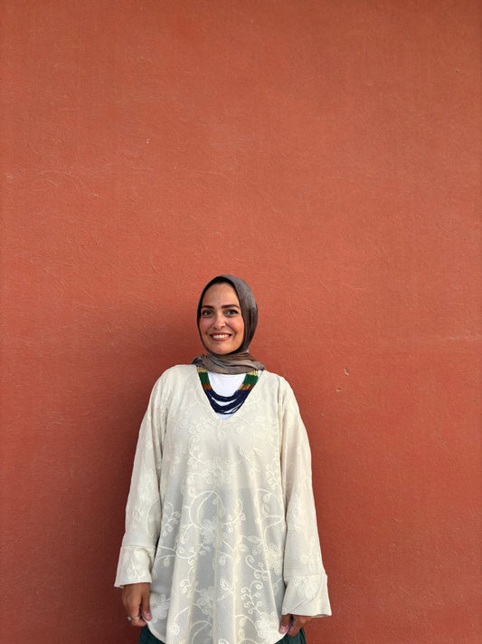 Embroidery beige top