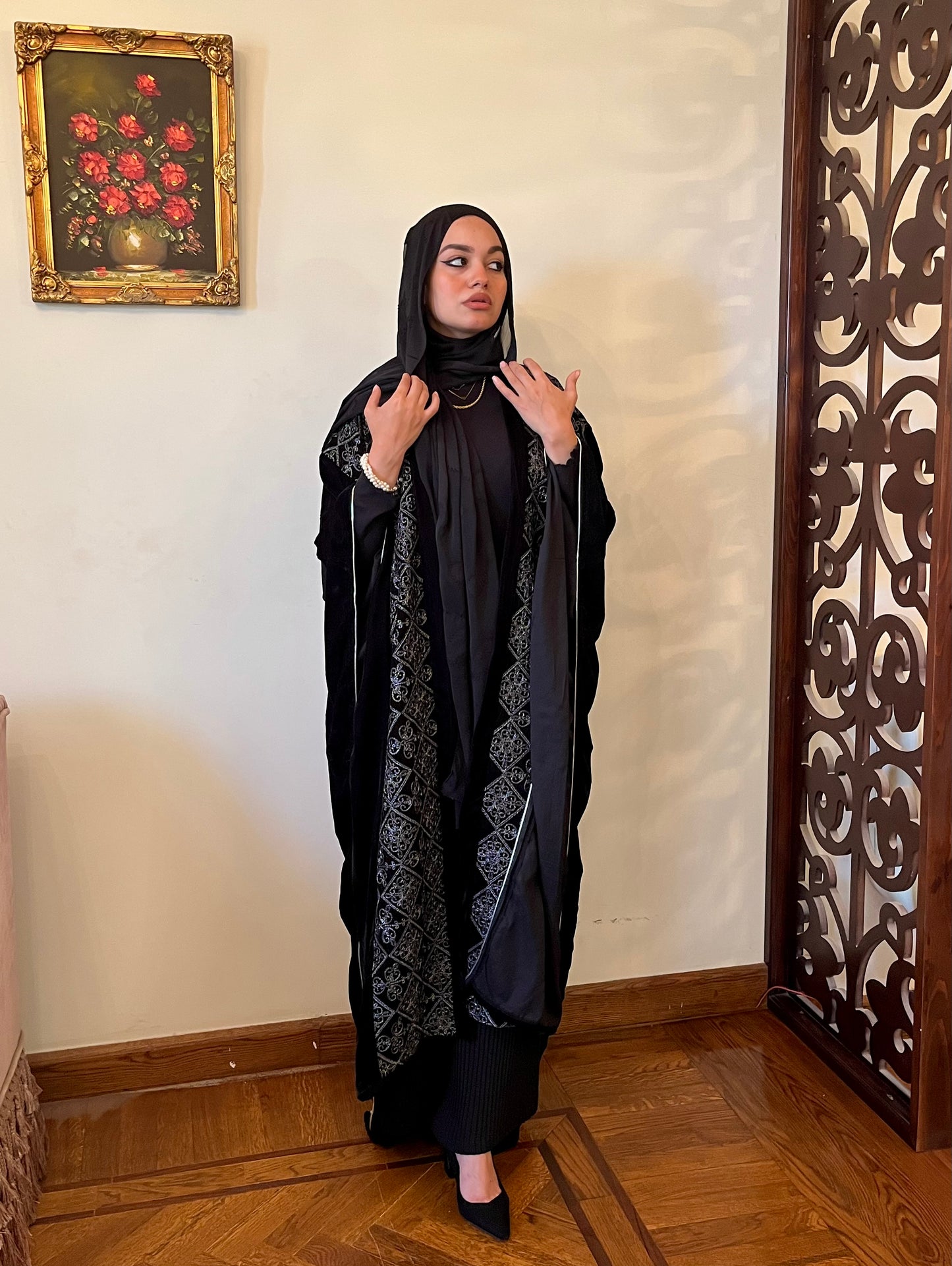 Noor Al Layali (Black Embroidery Velvet)