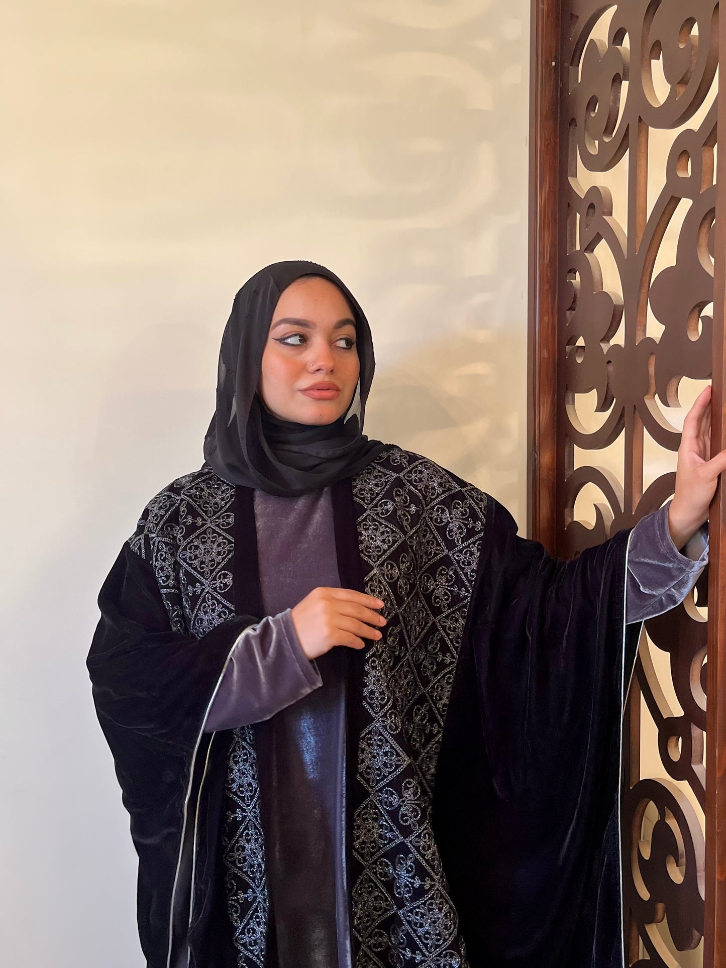 Noor Al Layali (Black Embroidery Velvet)