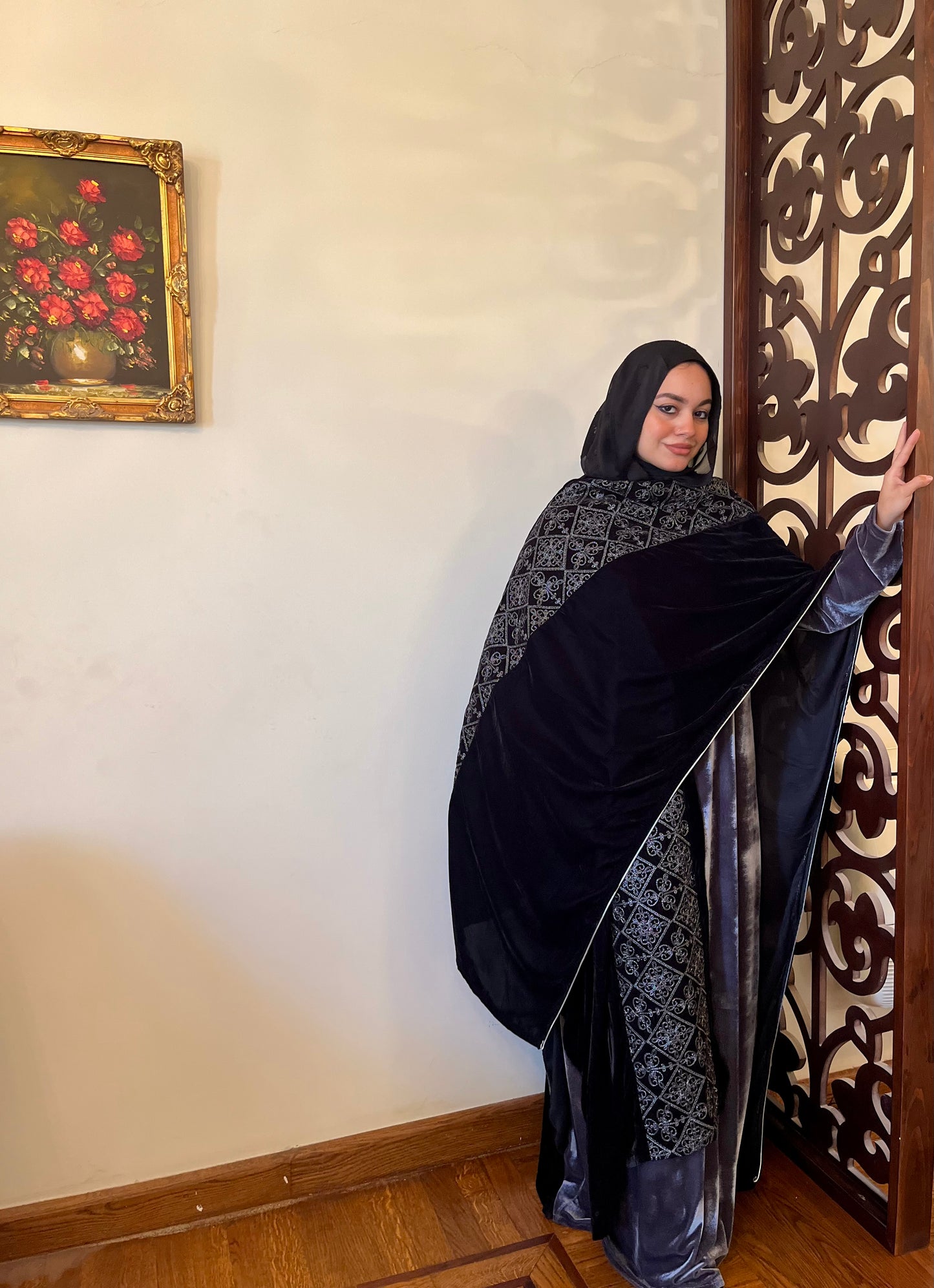 Noor Al Layali (Black Embroidery Velvet)