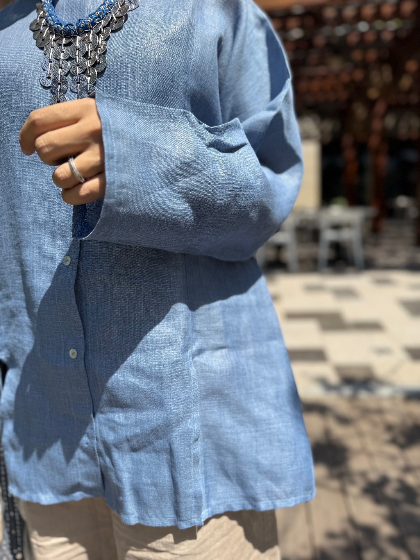 Light Blue Glittery Shirt