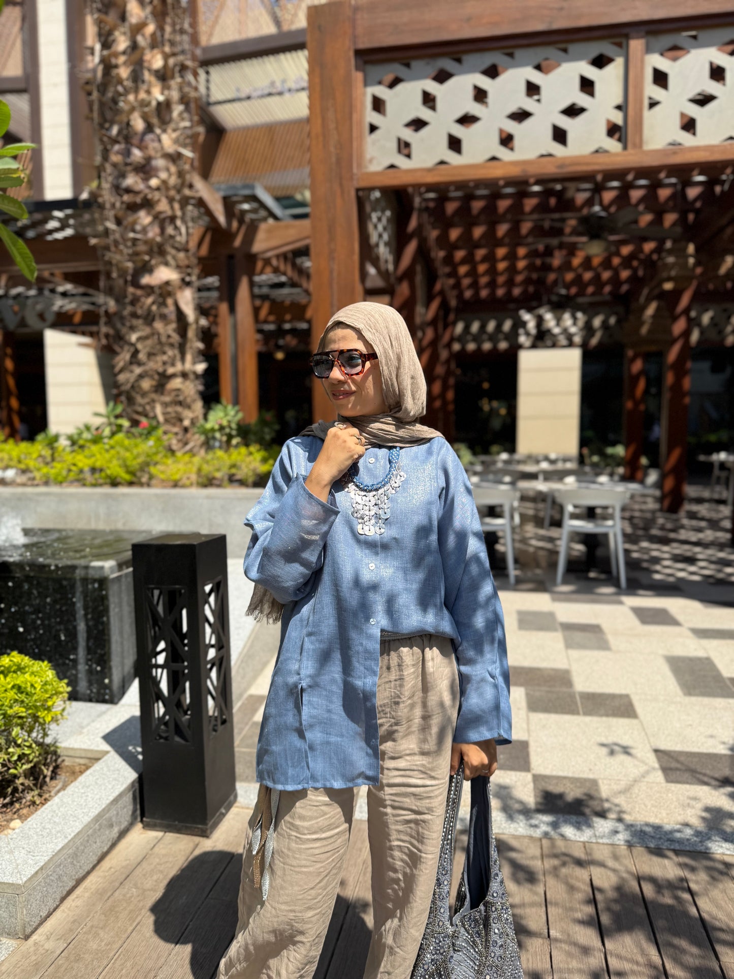 Light Blue Glittery Shirt