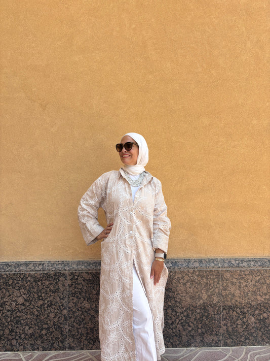 Beige Embroidery Shirt