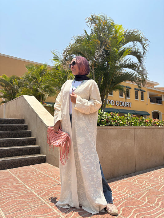 Beige Embroidery Cardigan